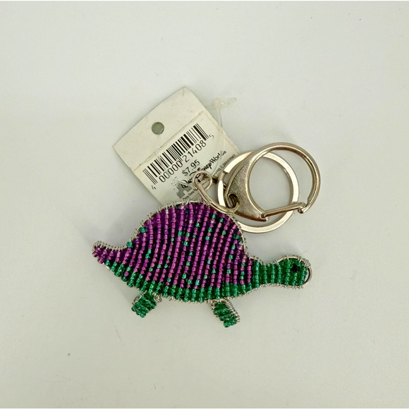 Disney Animal Kingdom Beadworx GrassRoots Keyring - Purple and Green Turtle NEW - Picture 3 of 3